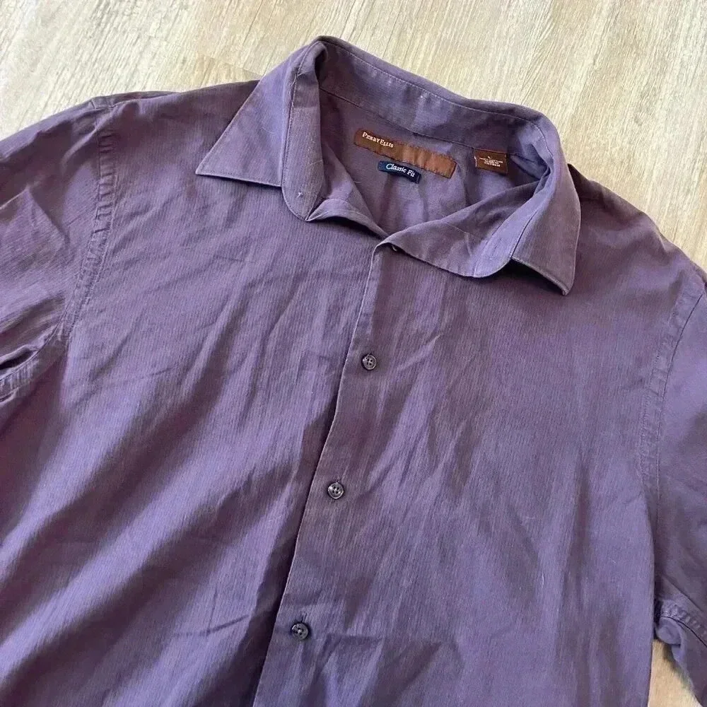 Mens Perry Ellis Purple Button Up Shirt - L - Picture 2 of 5